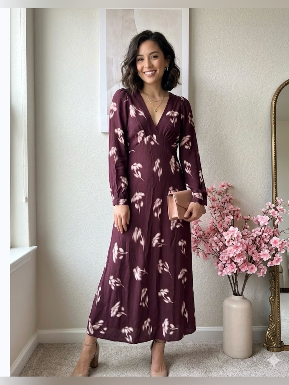 Madewell Plum Floral Wrap Maxi Dress